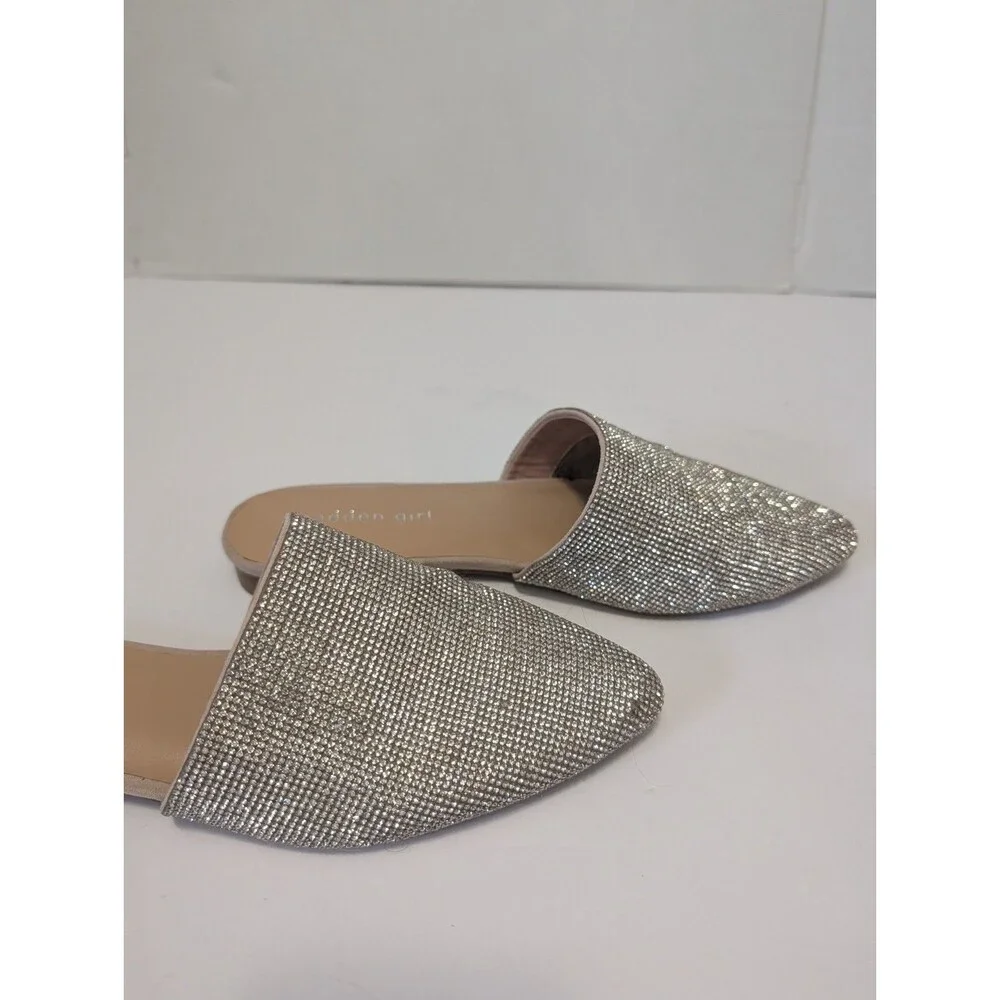 Steve Madden Girl Rhinestone Silver Mule/Clog US 8.5. M